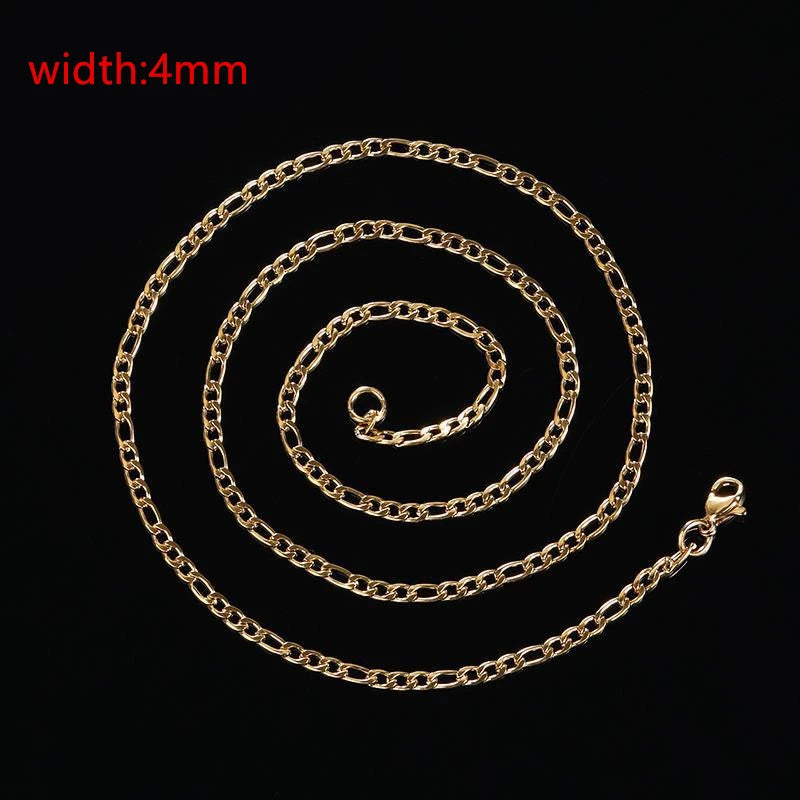 Classic Rope Chain Men Necklace Width 2/3/4/5 MM Stainless Steel Figaro Cuban Chain Necklace For Men Women Jewelry