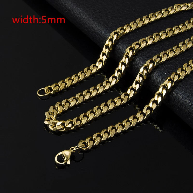 Classic Rope Chain Men Necklace Width 2/3/4/5 MM Stainless Steel Figaro Cuban Chain Necklace For Men Women Jewelry