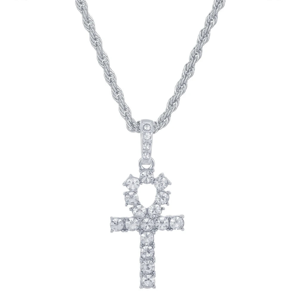 Men Women Hip Hop Cross Pendant Necklace With 4mm Zircon Tennis Chain Iced Out Exquisite Bling Jewelry Fashion Trendy Creative