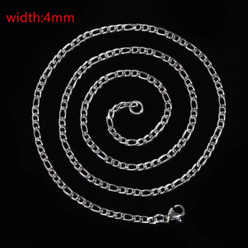 Classic Rope Chain Men Necklace Width 2/3/4/5 MM Stainless Steel Figaro Cuban Chain Necklace For Men Women Jewelry