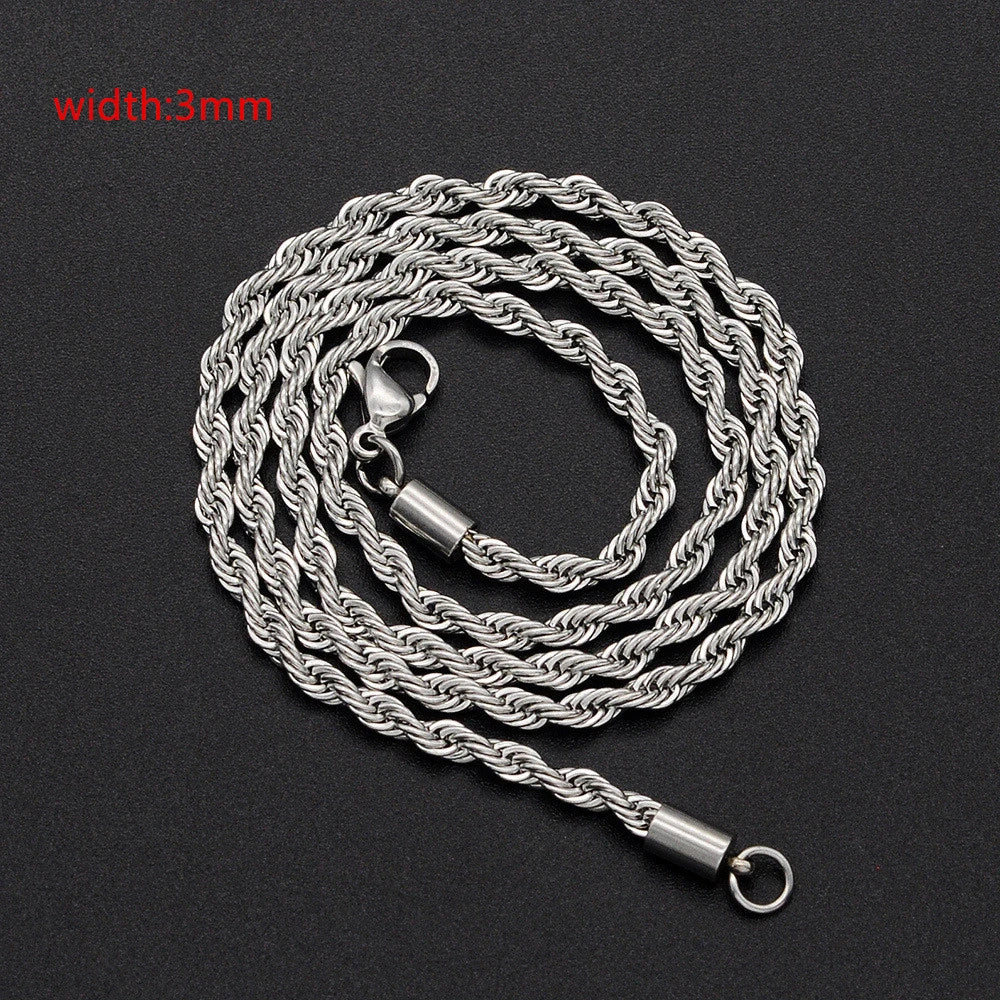 Classic Rope Chain Men Necklace Width 2/3/4/5 MM Stainless Steel Figaro Cuban Chain Necklace For Men Women Jewelry