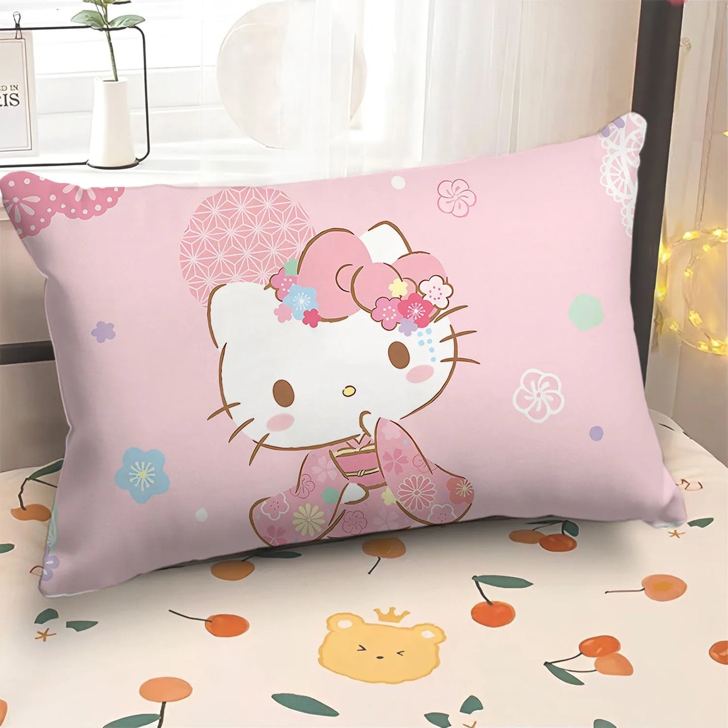 Cartoon cute Hello Kitty pillowcase girly children's room pillowcase living room sofa cushion cover home bedroom decoration