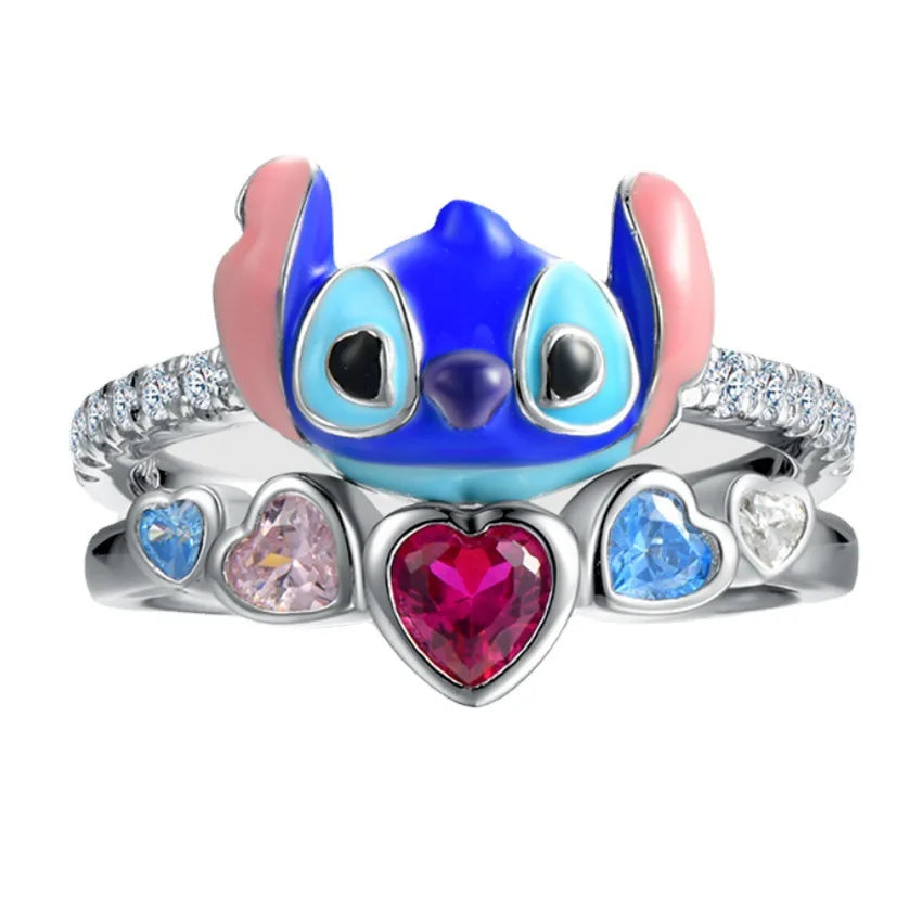 Anime Disney Stitch Dolls Jewelry Box Ring Earrings Necklace Storage Box Girls Kawaii Cartoon Stitch Kids Toys Birthday Gifts