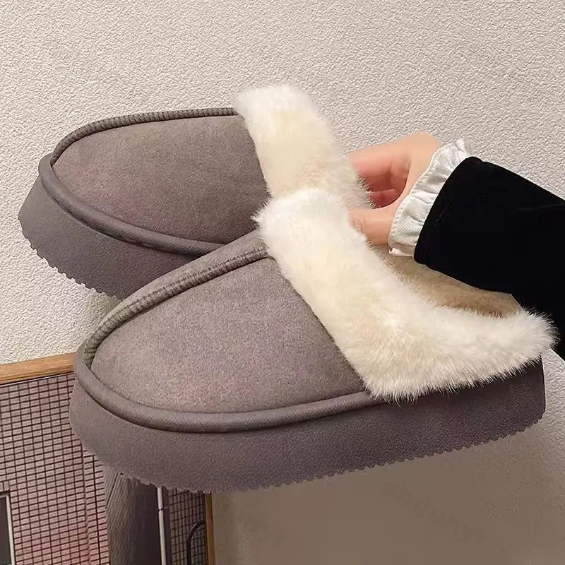 New 2024 Winter Fluffy Women Cotton Slippers Warm Short Plush Non-slip Cozy Soft Fuzzy Slippers Indoor Fleece Lined Fur Slippers