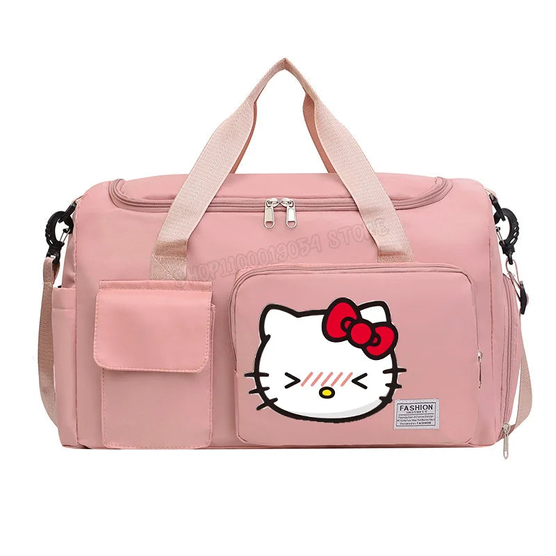 Hello Kitty Women Man Carry on Travel Bag Large Capacity Gym Weekend Duffle Bags Shoe Compartment Sport Fitness HandBag Gift