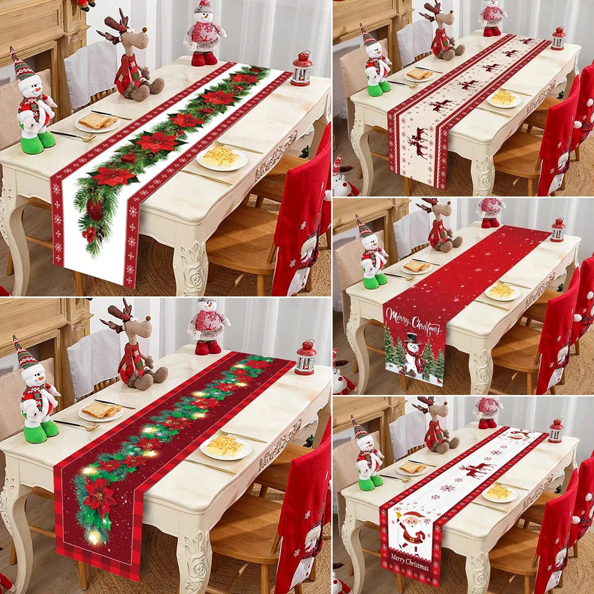 Christmas Table Runner Cloth Merry Christmas Table Decor for Home 2024 Tablecloth Xmas Ornament Navidad Natal New Year Gift 2025