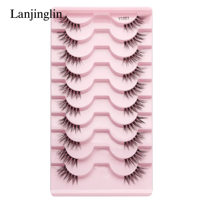 Half Eey Lashes 3/5/10 Pairs New Faux Mink Lashes Natural False Eyelashes Wispy Fluffy Eyelash Extension Makeup Half Lashes Tool