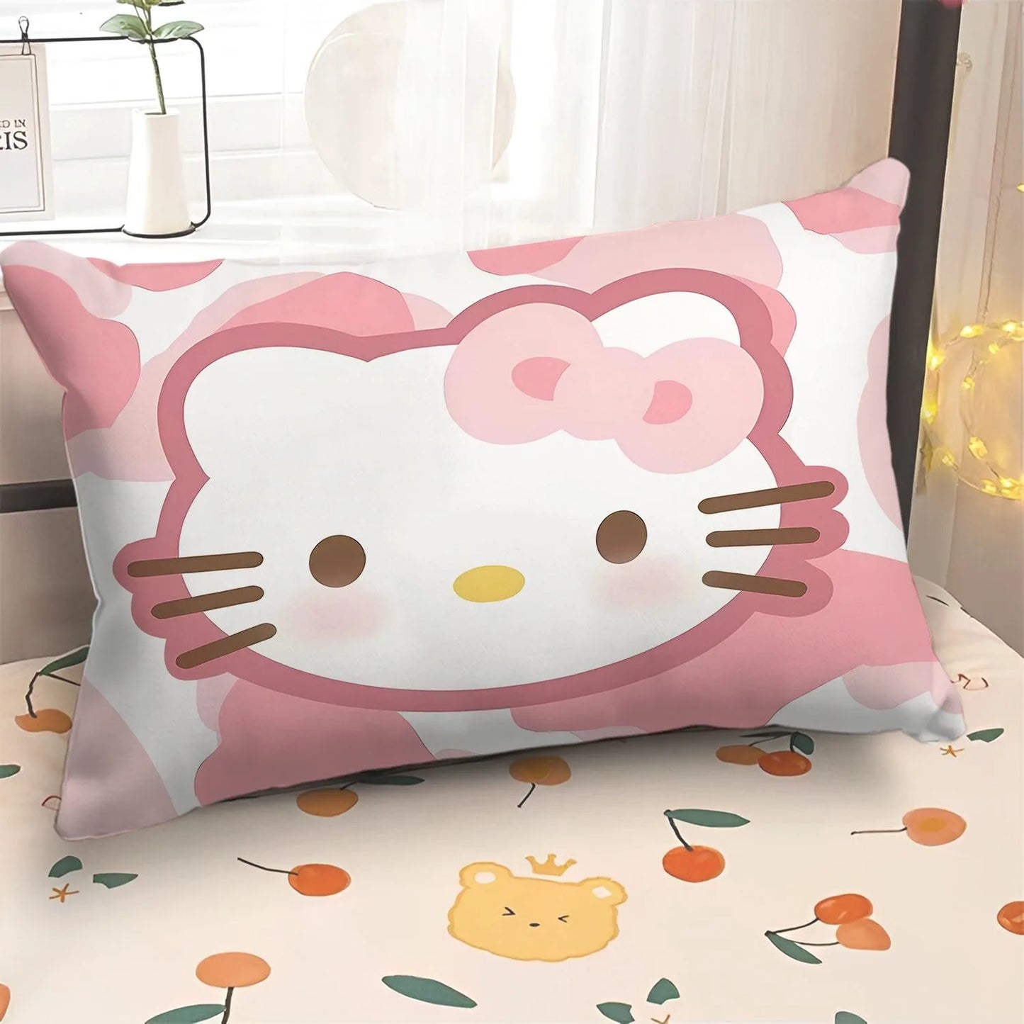 Cartoon cute Hello Kitty pillowcase girly children's room pillowcase living room sofa cushion cover home bedroom decoration