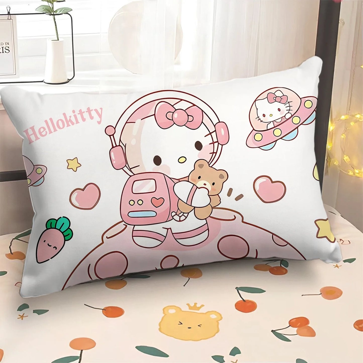 Cartoon cute Hello Kitty pillowcase girly children's room pillowcase living room sofa cushion cover home bedroom decoration