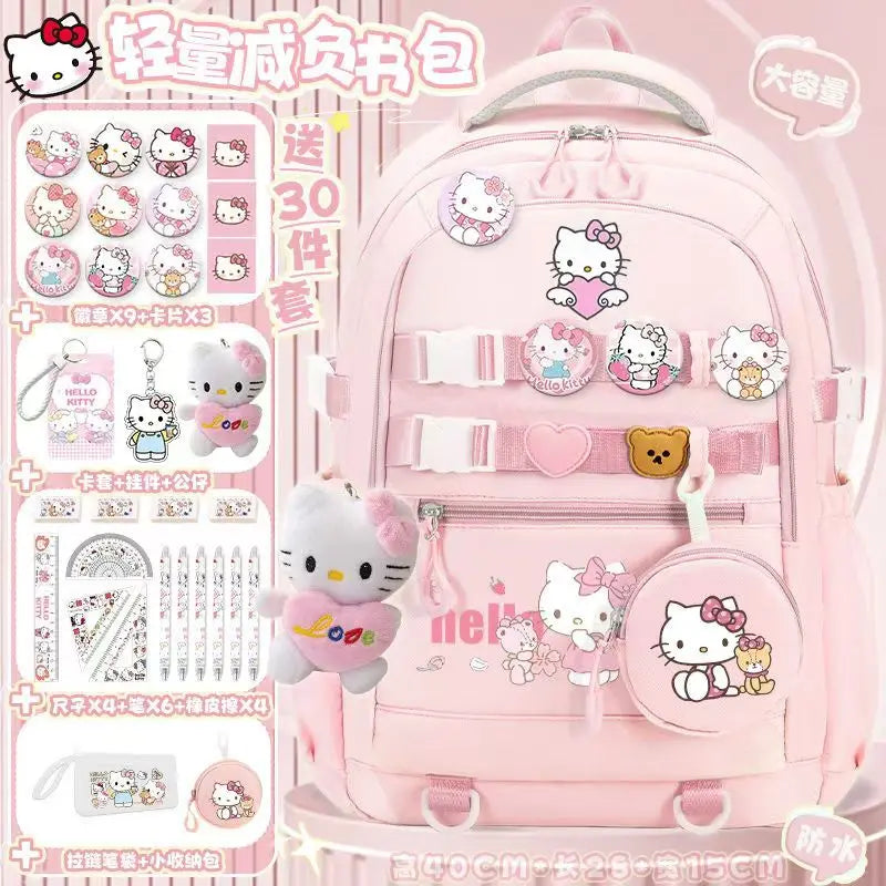 Cinnamoroll school bag Pochacco student burden-reducing backpack Kuromi Hello Kitty girl large-capacity children's backpack