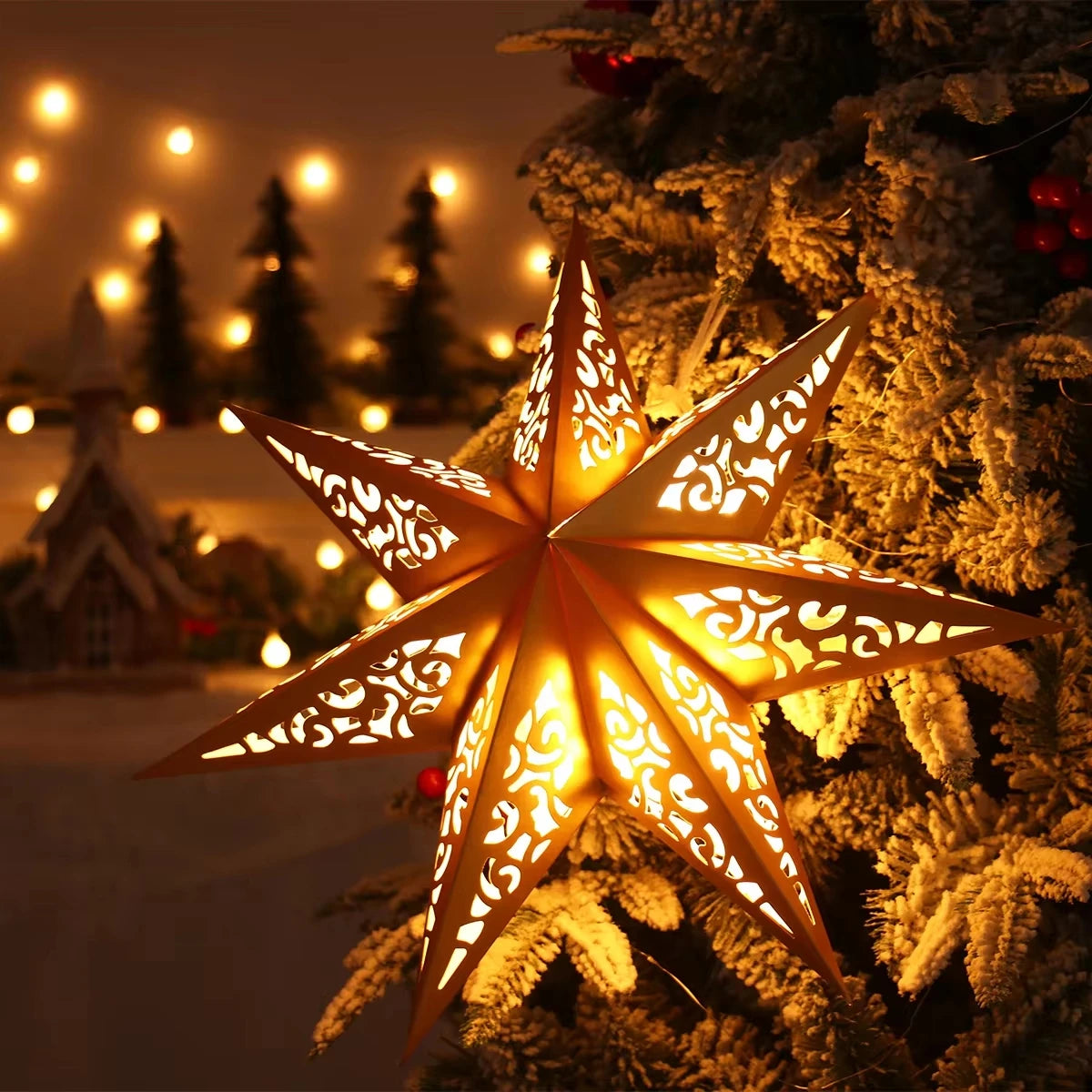 Hollow Star Hanging Pendants Christmas Decoration 2024 for Home Navidad Natal Noel Gifts Christmas Ornaments New Year 2025