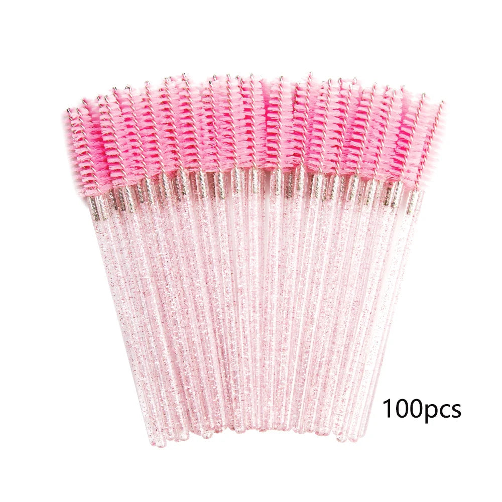 100/20 Disposable Mascara Wands Applicator Eyelash Brush Spoolies for Eye Lash Extension, Eyebrow and Makeup Crystal Cosmetic