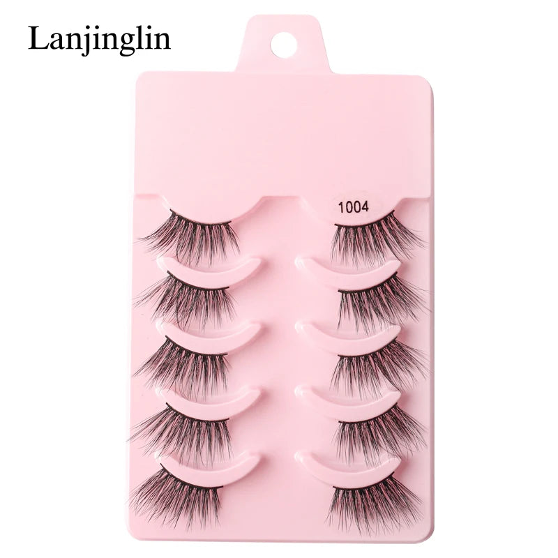 Half Eey Lashes 3/5/10 Pairs New Faux Mink Lashes Natural False Eyelashes Wispy Fluffy Eyelash Extension Makeup Half Lashes Tool