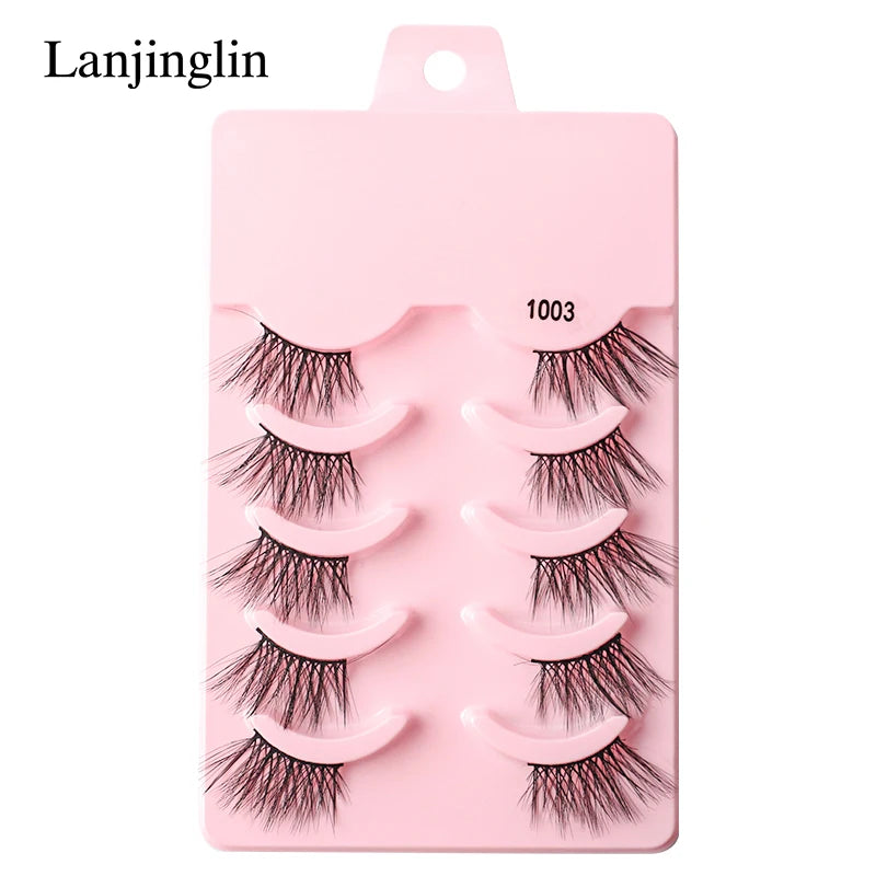 Half Eey Lashes 3/5/10 Pairs New Faux Mink Lashes Natural False Eyelashes Wispy Fluffy Eyelash Extension Makeup Half Lashes Tool