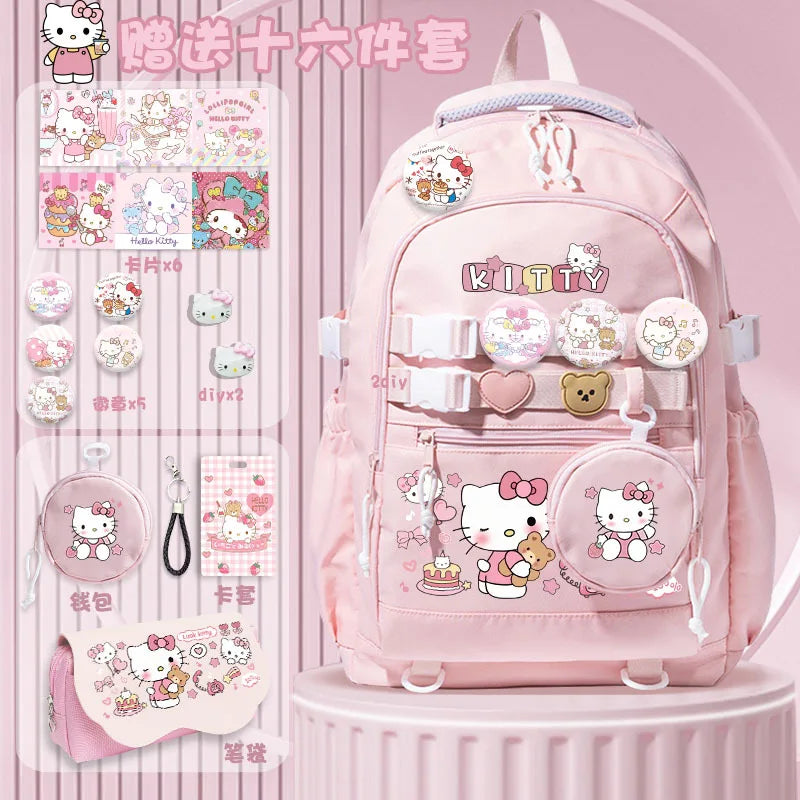 Cinnamoroll school bag Pochacco student burden-reducing backpack Kuromi Hello Kitty girl large-capacity children's backpack