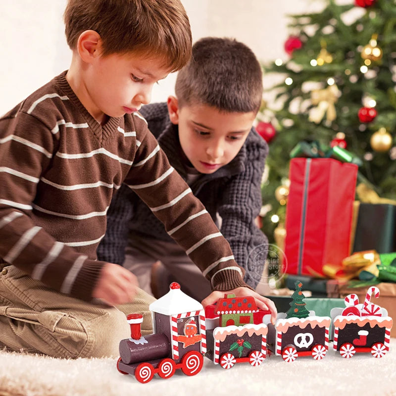 Christmas Wooden Train Merry Christmas Decorations for Home 2024 Xmas Tree Ornament  Navidad Noel Kids Gift Happy New Year 2025