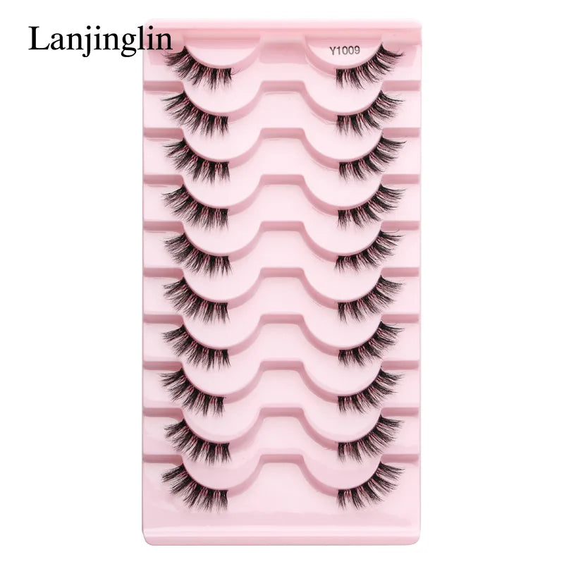 Half Eey Lashes 3/5/10 Pairs New Faux Mink Lashes Natural False Eyelashes Wispy Fluffy Eyelash Extension Makeup Half Lashes Tool