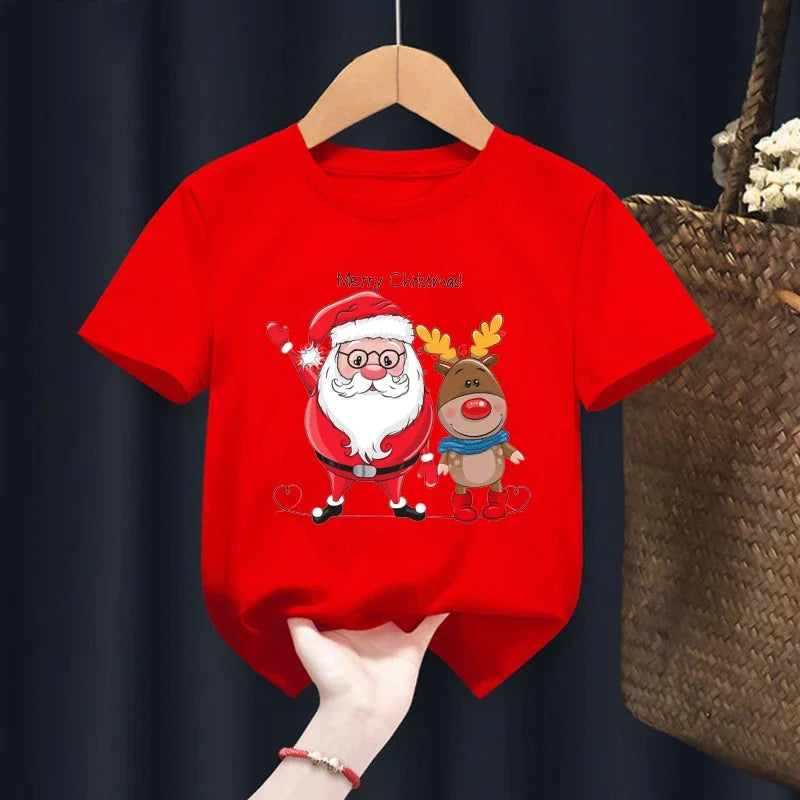 Christmas Santa Kid T Shirt Santa Elk Print Children's Red T-shirt Boys Girls Clothes Aliexpress Uk One Piece Pride Tshirt Tops