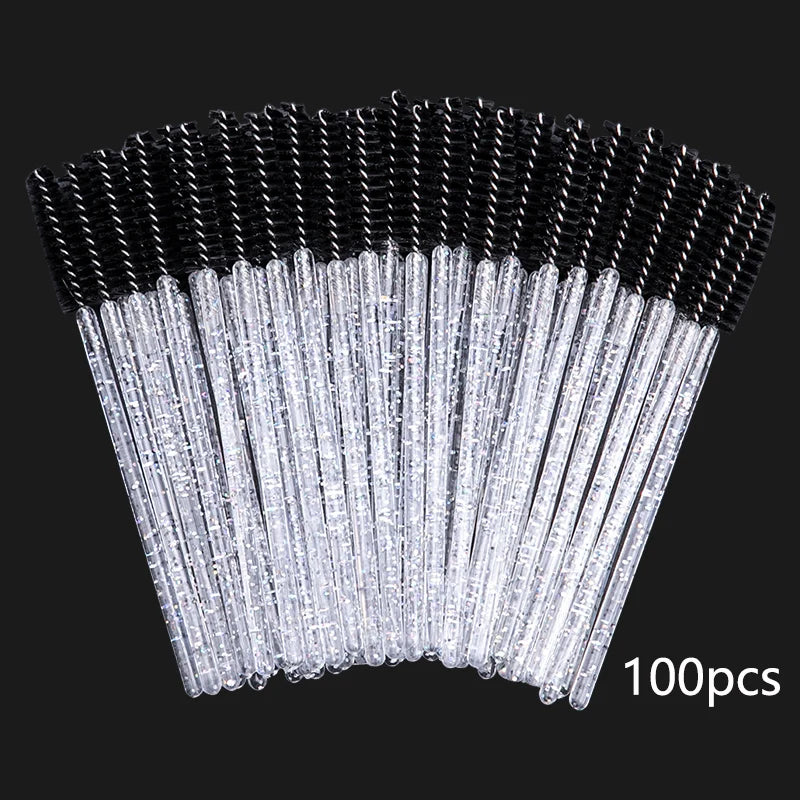 100/20 Disposable Mascara Wands Applicator Eyelash Brush Spoolies for Eye Lash Extension, Eyebrow and Makeup Crystal Cosmetic