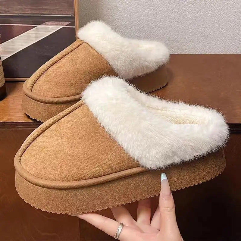 New 2024 Winter Fluffy Women Cotton Slippers Warm Short Plush Non-slip Cozy Soft Fuzzy Slippers Indoor Fleece Lined Fur Slippers