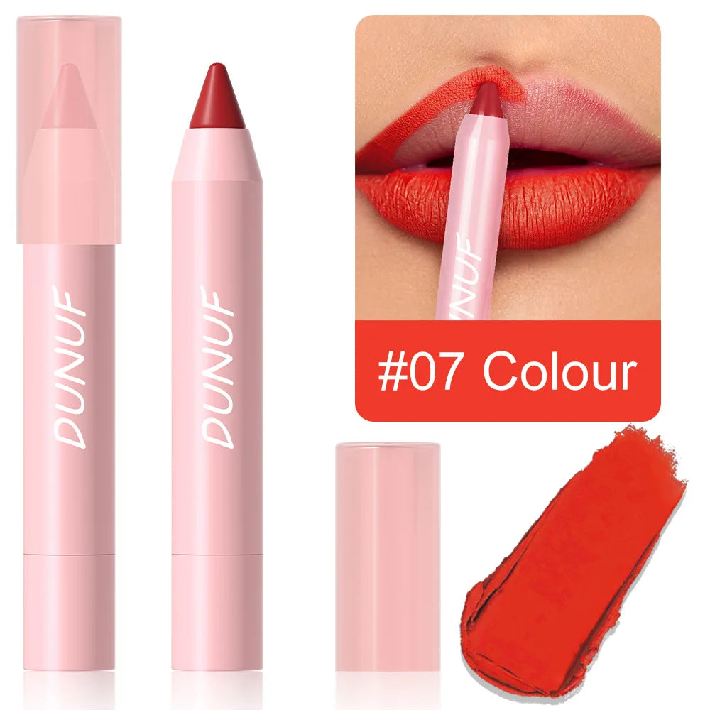 18-Colors Lipstick Pencil Waterproof Sexy Red Matte Contour Tint Lipstick Lasting Non-stick Cup Lipliner Pen Lip Makeup Cosmetic