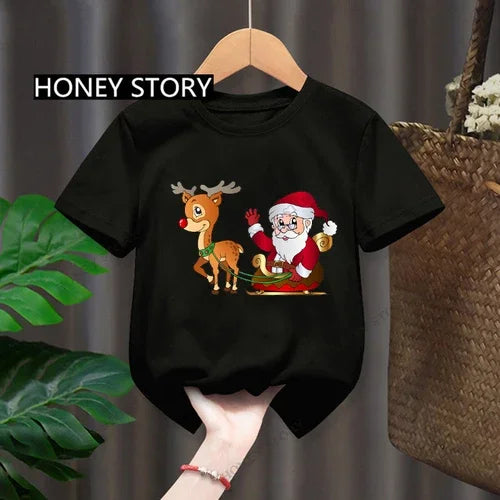 Christmas Santa Kid T Shirt Santa Elk Print Children's Red T-shirt Boys Girls Clothes Aliexpress Uk One Piece Pride Tshirt Tops