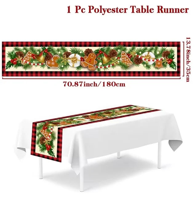 Christmas Table Runner Cloth Merry Christmas Table Decor for Home 2024 Tablecloth Xmas Ornament Navidad Natal New Year Gift 2025