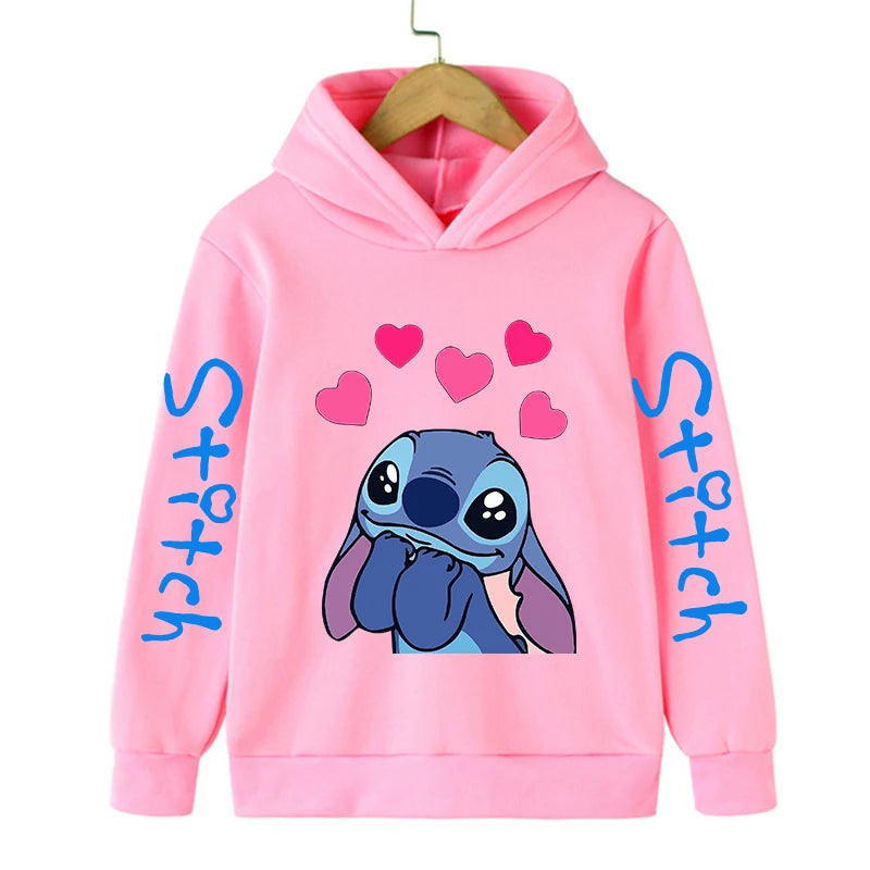 Funny Clothes Christmas Disney Stitch Hoodie Children Cartoon  Kid Girl Boy Lilo and Stitch Sweatshirt Hoody Baby Casual Top