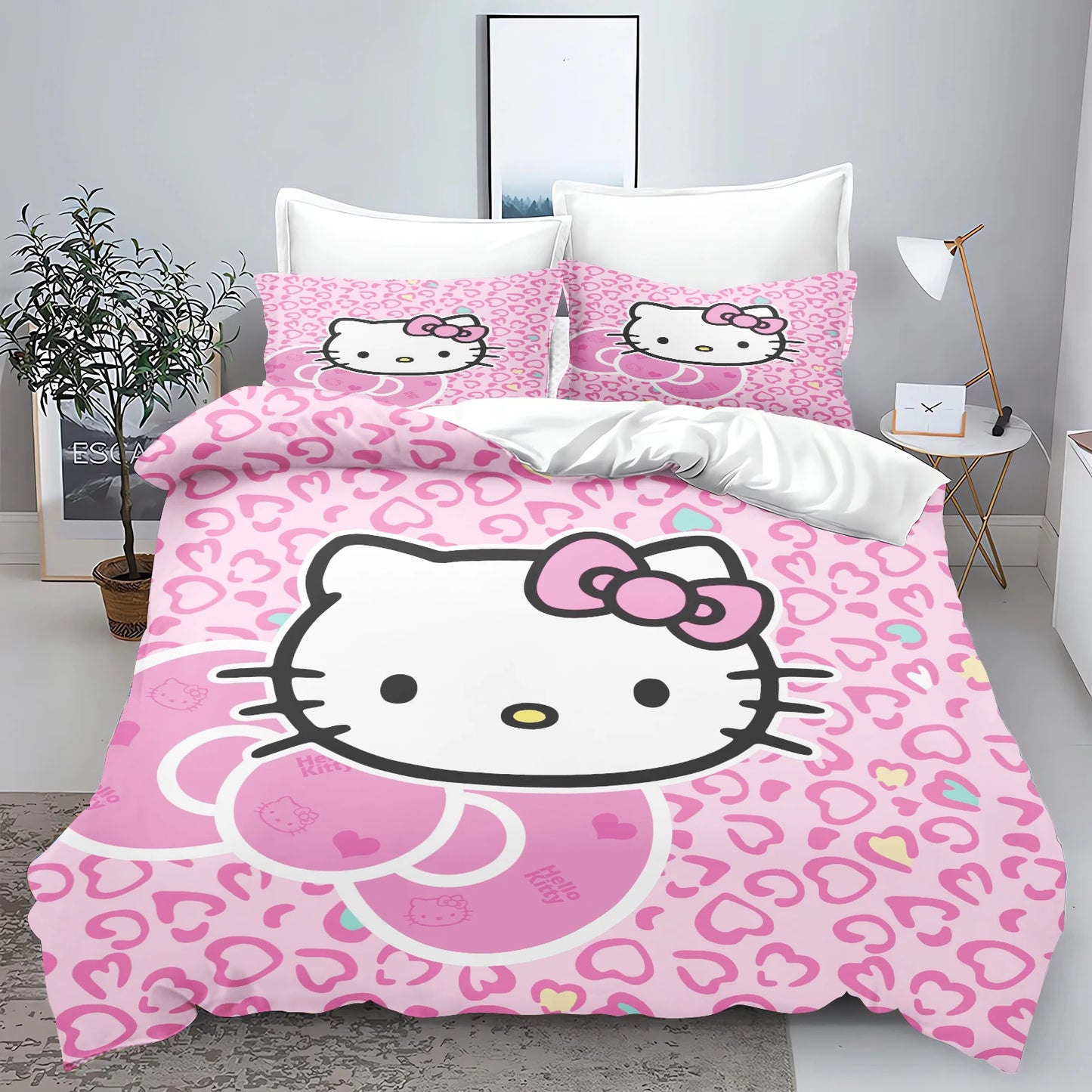 Hello Kitty Quilt Cover Sanrio Bedding for Bedroom Decor, Ultra Soft and Comfortable Bedding Set, Pink Gift, New Design