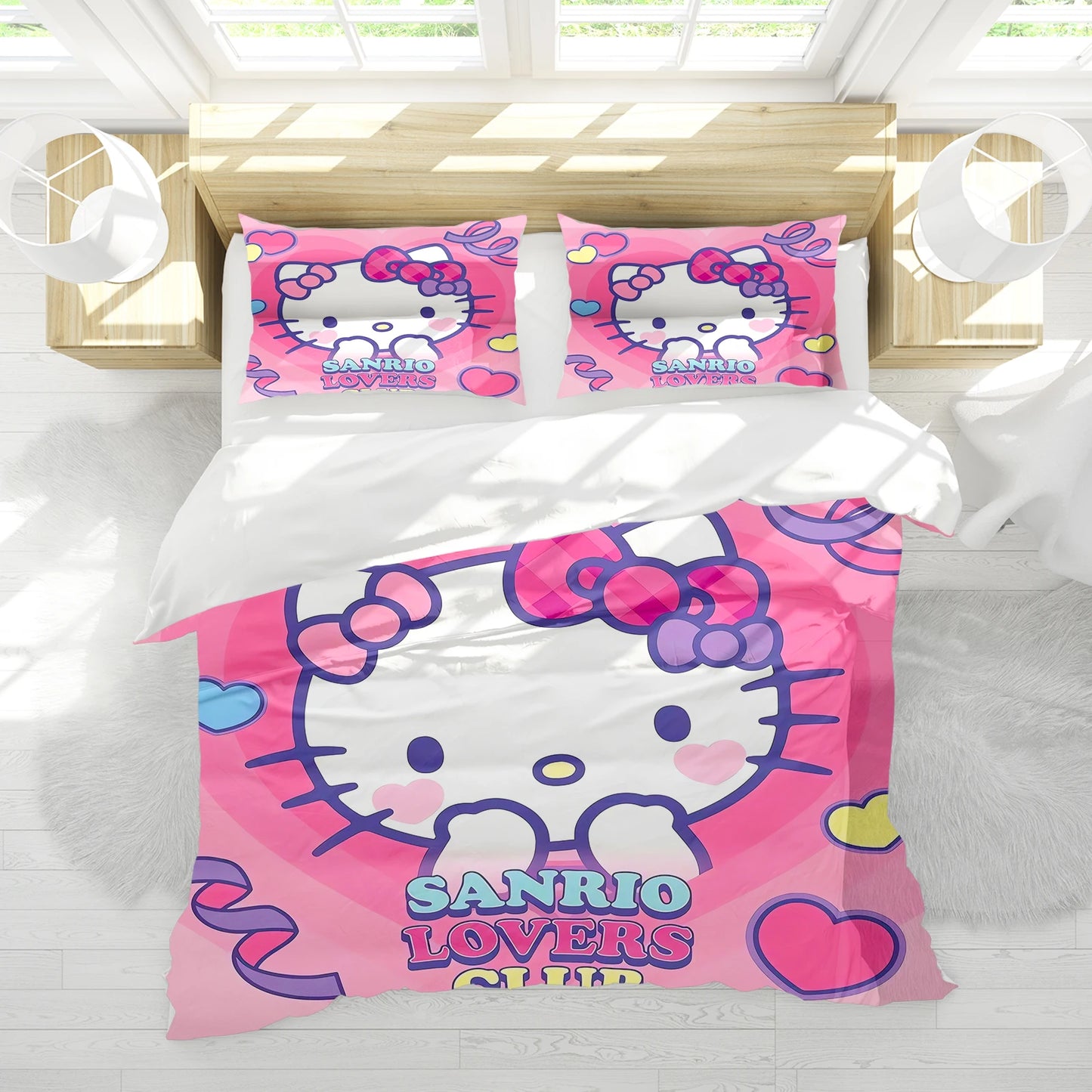 Hello Kitty Quilt Cover Sanrio Bedding for Bedroom Decor, Ultra Soft and Comfortable Bedding Set, Pink Gift, New Design