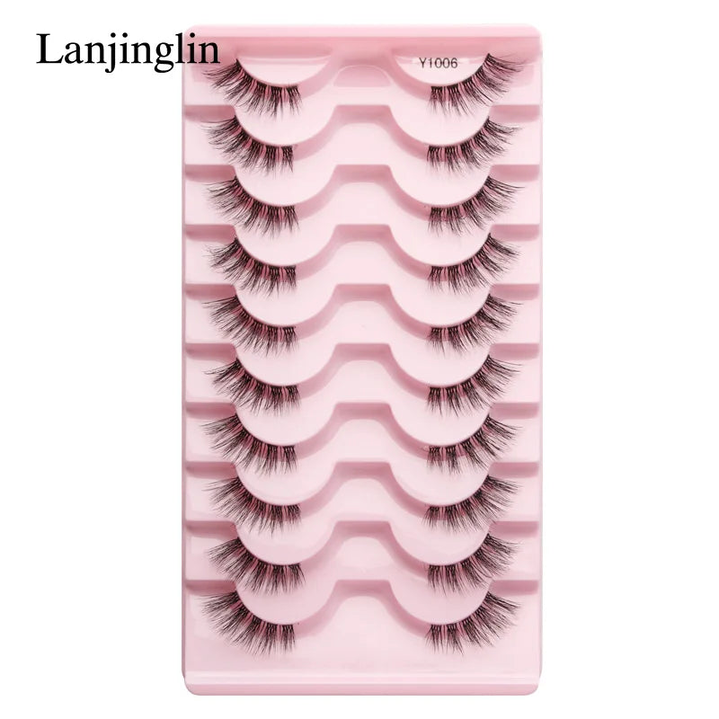 Half Eey Lashes 3/5/10 Pairs New Faux Mink Lashes Natural False Eyelashes Wispy Fluffy Eyelash Extension Makeup Half Lashes Tool