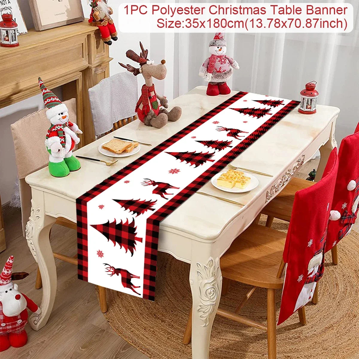 Christmas Table Runner Cloth Merry Christmas Table Decor for Home 2024 Tablecloth Xmas Ornament Navidad Natal New Year Gift 2025