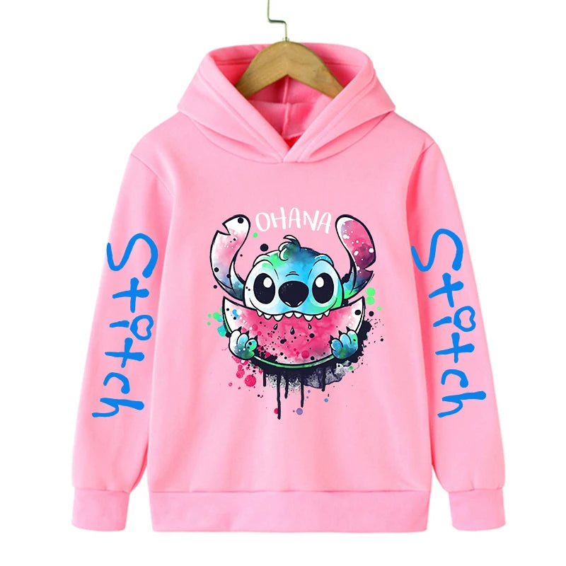 Funny Clothes Christmas Disney Stitch Hoodie Children Cartoon  Kid Girl Boy Lilo and Stitch Sweatshirt Hoody Baby Casual Top