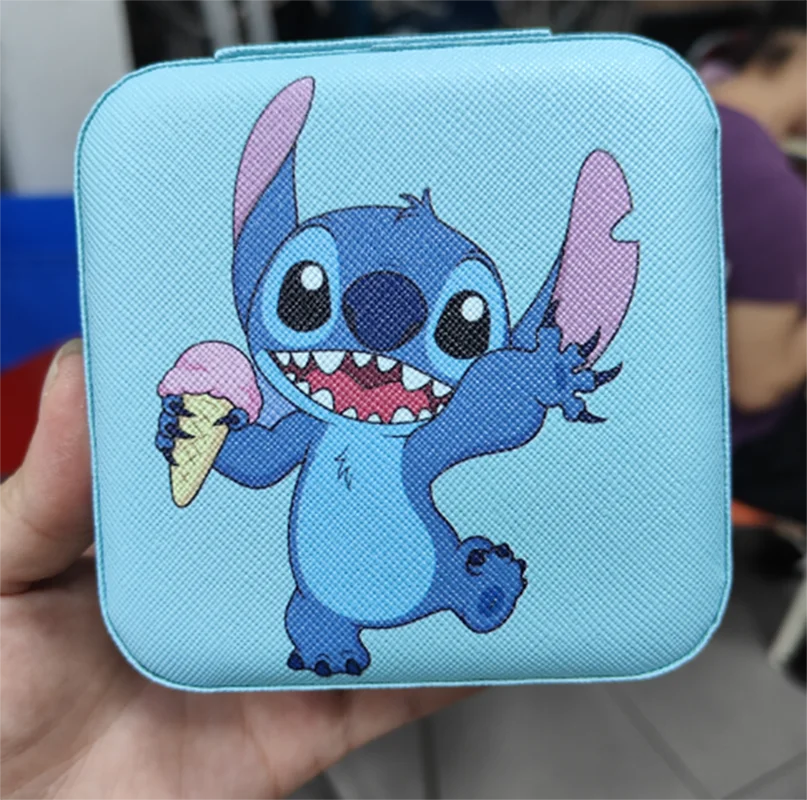 Anime Disney Stitch Dolls Jewelry Box Ring Earrings Necklace Storage Box Girls Kawaii Cartoon Stitch Kids Toys Birthday Gifts