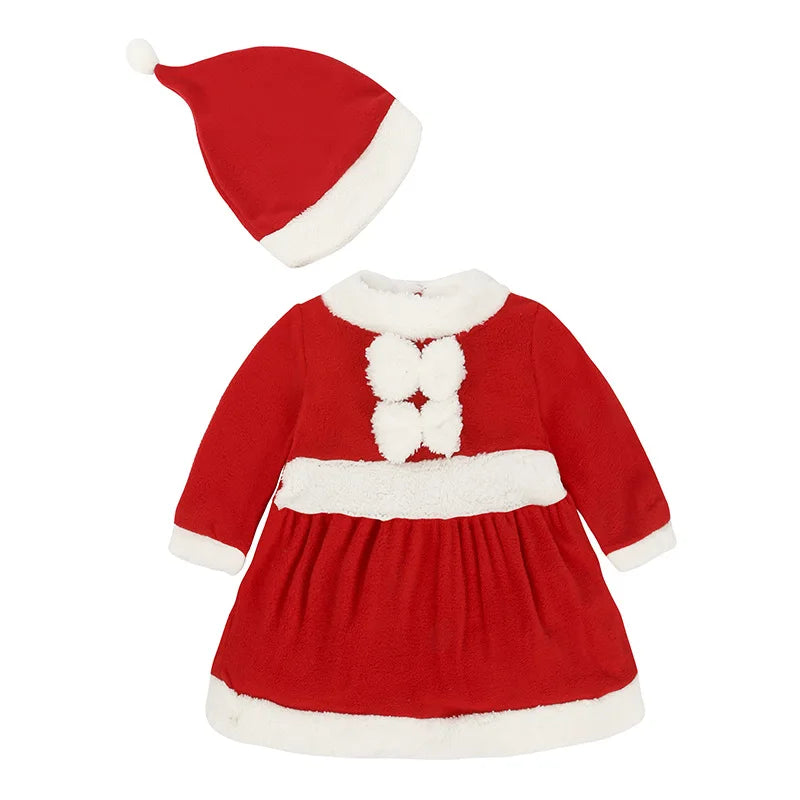 Christmas Baby Santa Claus Costume Baby Boys Girls 3/4 Sleeve Clothes Toddler Kids Dress Children Clothing for 1-8 years