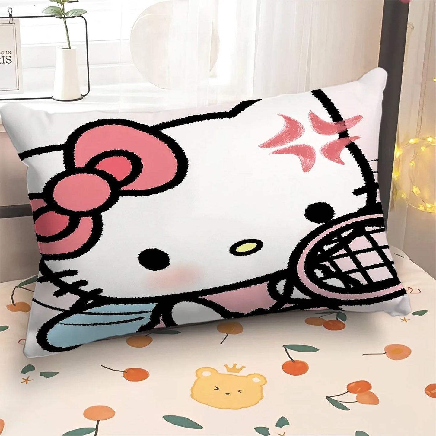 Cartoon cute Hello Kitty pillowcase girly children's room pillowcase living room sofa cushion cover home bedroom decoration