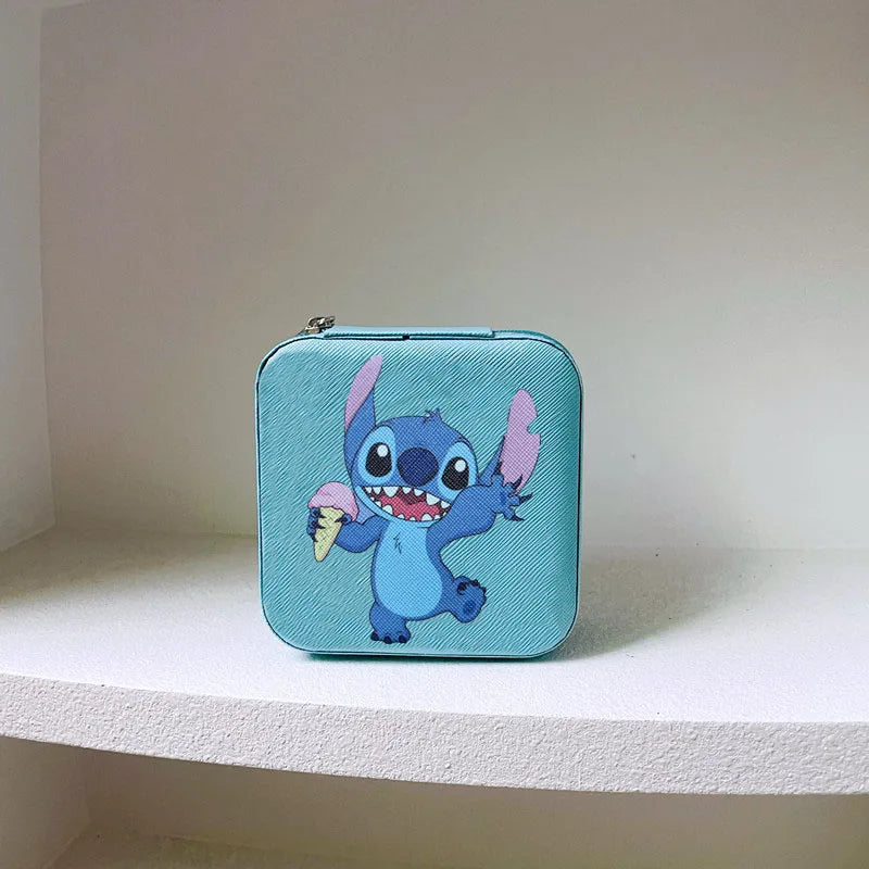 Anime Disney Stitch Dolls Jewelry Box Ring Earrings Necklace Storage Box Girls Kawaii Cartoon Stitch Kids Toys Birthday Gifts