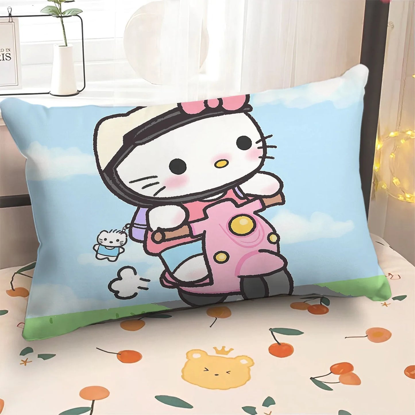 Cartoon cute Hello Kitty pillowcase girly children's room pillowcase living room sofa cushion cover home bedroom decoration