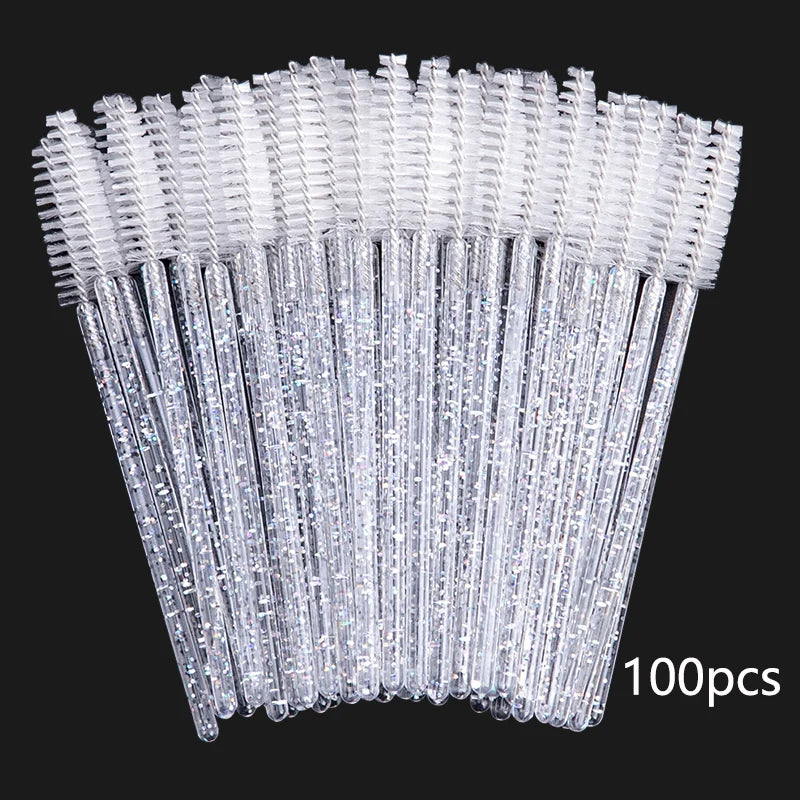 100/20 Disposable Mascara Wands Applicator Eyelash Brush Spoolies for Eye Lash Extension, Eyebrow and Makeup Crystal Cosmetic