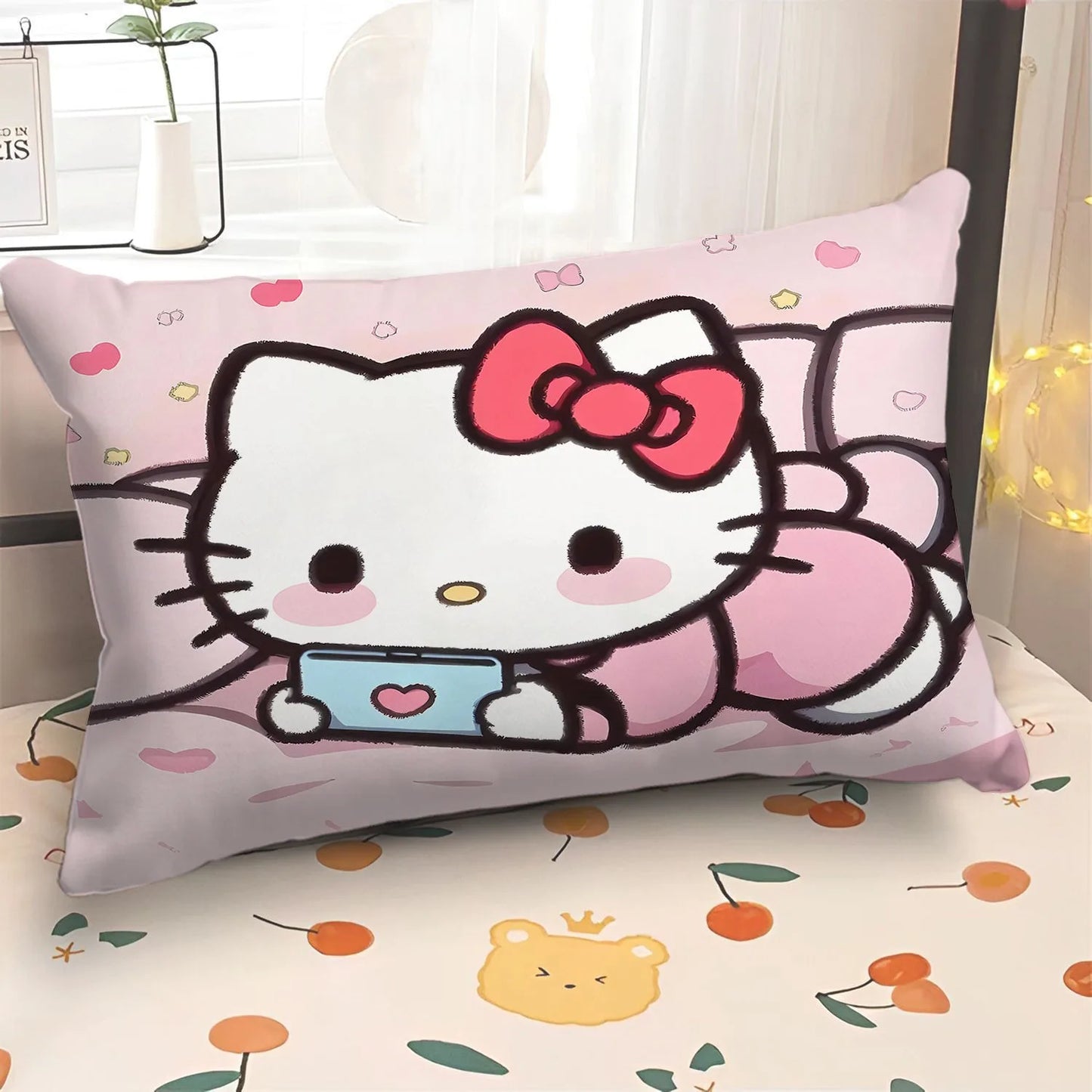 Cartoon cute Hello Kitty pillowcase girly children's room pillowcase living room sofa cushion cover home bedroom decoration