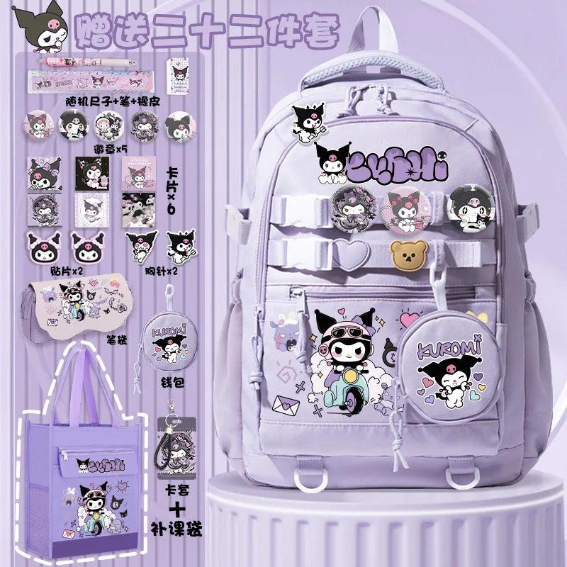 Cinnamoroll school bag Pochacco student burden-reducing backpack Kuromi Hello Kitty girl large-capacity children's backpack