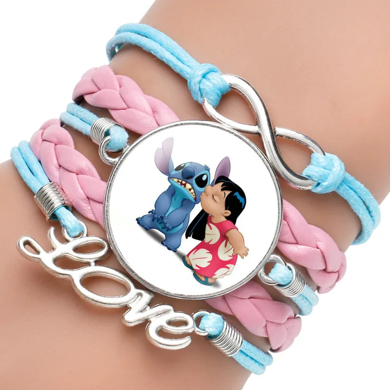 Anime Disney Stitch Bracelet Cartoon Lilo & Stitch Print Cute Children Jewelry Wristband Kids Toys Girls Gift Christmas