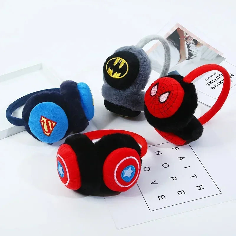 Disney Marvel Avengers Boys Winter Warm Spiderman Anime Peluche Children Earmuffs Thicken Cover Ears Kids Ear Muffs Headband Toy