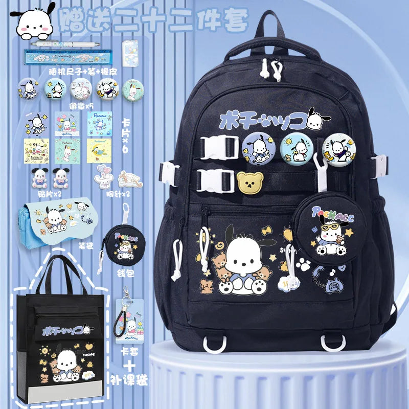 Cinnamoroll school bag Pochacco student burden-reducing backpack Kuromi Hello Kitty girl large-capacity children's backpack