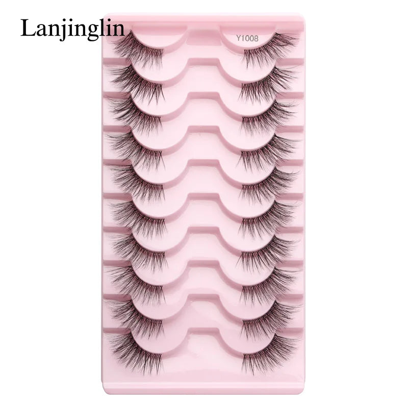 Half Eey Lashes 3/5/10 Pairs New Faux Mink Lashes Natural False Eyelashes Wispy Fluffy Eyelash Extension Makeup Half Lashes Tool