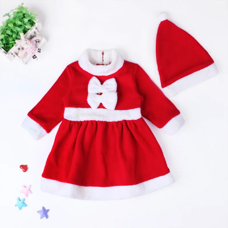 Christmas Baby Santa Claus Costume Baby Boys Girls 3/4 Sleeve Clothes Toddler Kids Dress Children Clothing for 1-8 years