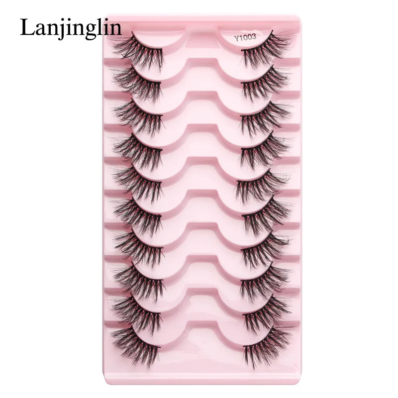 Half Eey Lashes 3/5/10 Pairs New Faux Mink Lashes Natural False Eyelashes Wispy Fluffy Eyelash Extension Makeup Half Lashes Tool