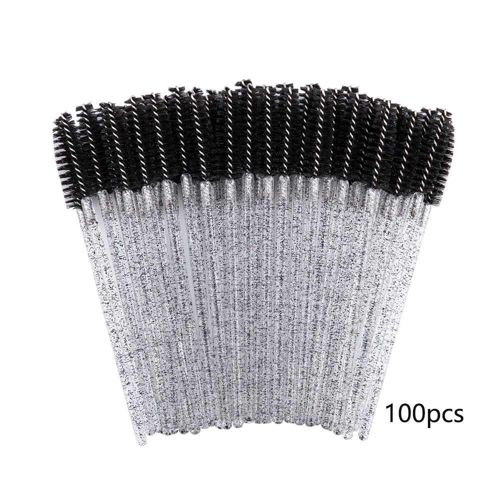 100/20 Disposable Mascara Wands Applicator Eyelash Brush Spoolies for Eye Lash Extension, Eyebrow and Makeup Crystal Cosmetic