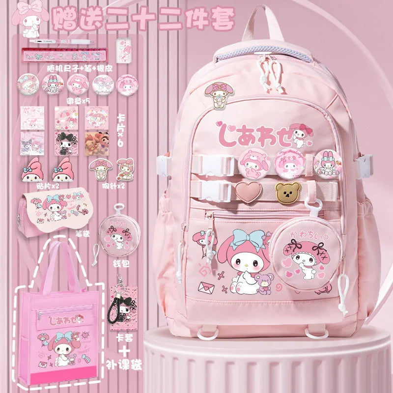 Cinnamoroll school bag Pochacco student burden-reducing backpack Kuromi Hello Kitty girl large-capacity children's backpack