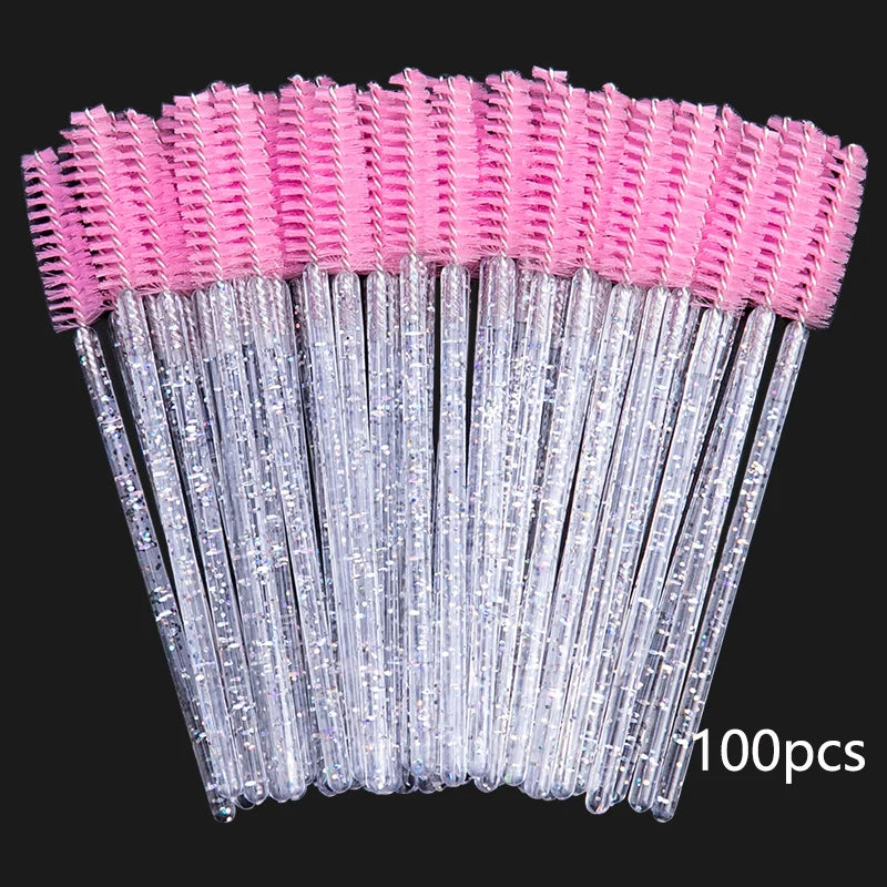 100/20 Disposable Mascara Wands Applicator Eyelash Brush Spoolies for Eye Lash Extension, Eyebrow and Makeup Crystal Cosmetic